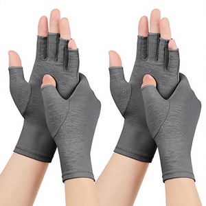 Breathable Half-Finger Sports Gloves with Compression Hand Wrist Support <b>Hook</b> Loop Closure for Arthritis Patients - Product Image 2