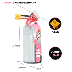 Batterie de drone FPV authentique Gaoneng GNB <span class=keywords><strong>450mAh</strong></span> HV4.35V 1-6s 80C/160C avec connecteur A30/PH2.0/XT30 pour kit de drone de course FPV - Product Image 3