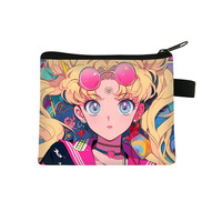 Monedero Pequeño de Poliéster con Diseño de Sailor Moon para Niños y Niñas de Primaria, Estampado Veraniego y Dulce