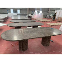 Table à manger ovale moderne extensible et pliable en marbre naturel avec base en métal, mobilier de luxe pour hôtel, maison, bar, restaurant