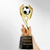 Nouveau trophée de football en métal et cristal artificiel, récompenses personnalisées gravées pour événements sportifs, prix Globe d'Or, meilleur joueur, tireur, gardien de but