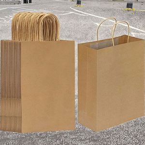 New Arrival Brown Kraft Paper Shopping <b>Bag</b> with Custom Logo Eco-Friendly Twisted Handles for Pizza & Hamburger Food Gift - Product Image 1