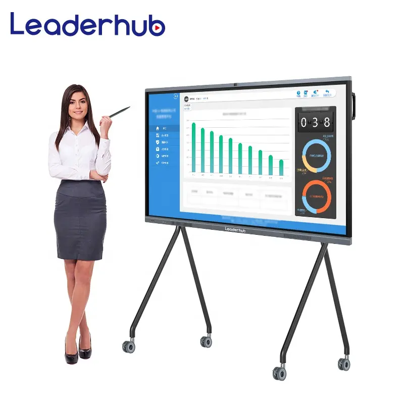 65 Inch 4k Leaderhub Flat Panel Interactive Smart Player Video Wall Mounting Writing White Board