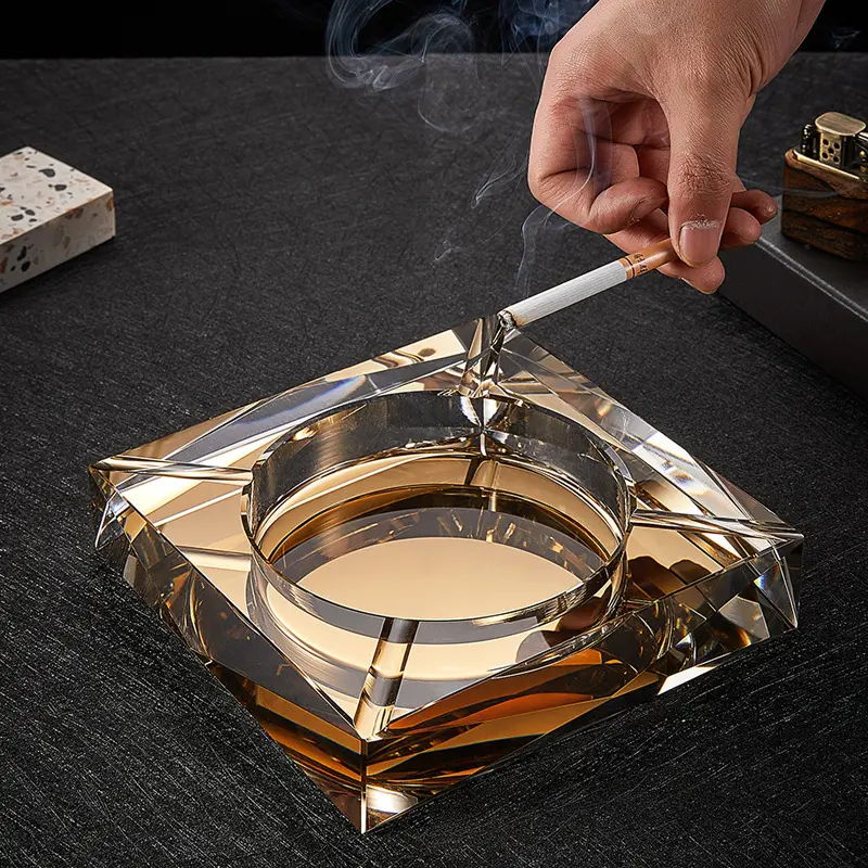 Cendrier à cigares haut de gamme européen en cristal, grand cendrier de luxe