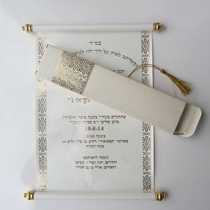 Parchemin de mariage de couleur Beige Offre Spéciale personnalisé avec boîte Invitation de mariage de défilement royal Cartes de <span class=keywords><strong>menu</strong></span> d'anniversaire personnalisées - Product Image 2