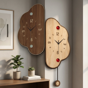 Creative Elegant Retro Vintage Pendulum Living Room Wall Hanging Cream Cloud Double Sided Non Punching Silent <b>Battery</b> <b>Clock</b> - Product Image 2