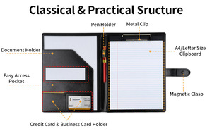 Porte-documents en cuir pour bestseller A4, pour <span class=keywords><strong>CV</strong></span> et portefeuille, à feuilles mobiles - Product Image 6