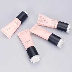 20ml 50ml 25mm de diámetro plástico PE ABL rosa de lujo Squeeze Foundation loción tubo proveedor con cabezal de bomba sin aire blanco