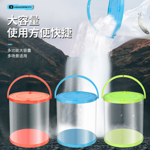 Seau de pêche pliable transparent haute capacité avec couvercle, réservoir d'eau portable multi-usage en EVA 10L, bleu, orange, vert - Product Image 3