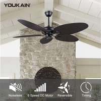 Ventilateur de plafond électrique à LED Design en osier Télécommande 6 vitesses Moteur AC DC pour le salon résidentiel Décoration pour hôtels