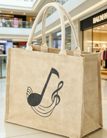 Sac fourre-tout en jute personnalisable grande capacité, motif dessin animé, écologique, avec poignées en corde – Offre spéciale