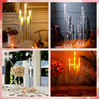 Candélabre moderne à 8 bras en acrylique transparent de haute qualité pour centre de table de mariage, maison ou bureau
