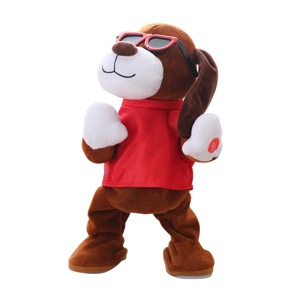 Perro de peluche eléctrico parlante, 33cm, juguete de perro Animal con baile de descanso