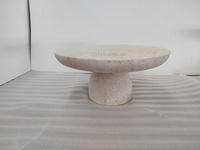 Design simple moderne décoration de la maison table basse en marbre travertin poli table ronde de style japonais naturel beige