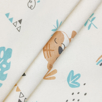 Vente en gros d'usine de tissu textile tricoté double matière, nouveau tissu imprimé en coton de dessin animé animal à la mode pour bébé/