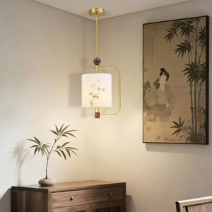 Lampe suspendue <span class=keywords><strong>LED</strong></span> en fer doré de style chinois, design Feng Shui Zen, nouvelle collection, avec télécommande et commande vocale, idéale pour le thé. - Product Image 4
