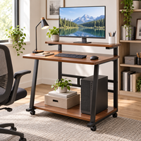 Bureau d'ordinateur ergonomique simple en bois avec étagère, durable, portable, gain de place, idéal pour l'apprentissage à domicile