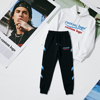 Ensemble streetwear assorti, sweat-shirt à capuche surdimensionné et pantalon de survêtement avec lettres personnalisées brodées, pour hommes