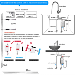 Mini calentador <span class=keywords><strong>de</strong></span> agua eléctrico instantáneo sin tanque ampliamente utilizado seguridad 3000W 110V cocina uso doméstico - Product Image 5