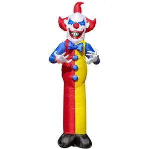 Carnival Party Evil Doll Scary Moving Costume Slide Red Circus Cartoon Giant Inflatable Clown Model for Halloween Decoration