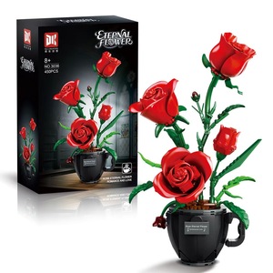 <span class=keywords><strong>DK</strong></span> 3036 450PCS Ensemble de blocs de construction en plastique, modèle de jouet technique, motif tasse à café et vase à roses, ornement moderne, cadeau de festival - Product Image 1