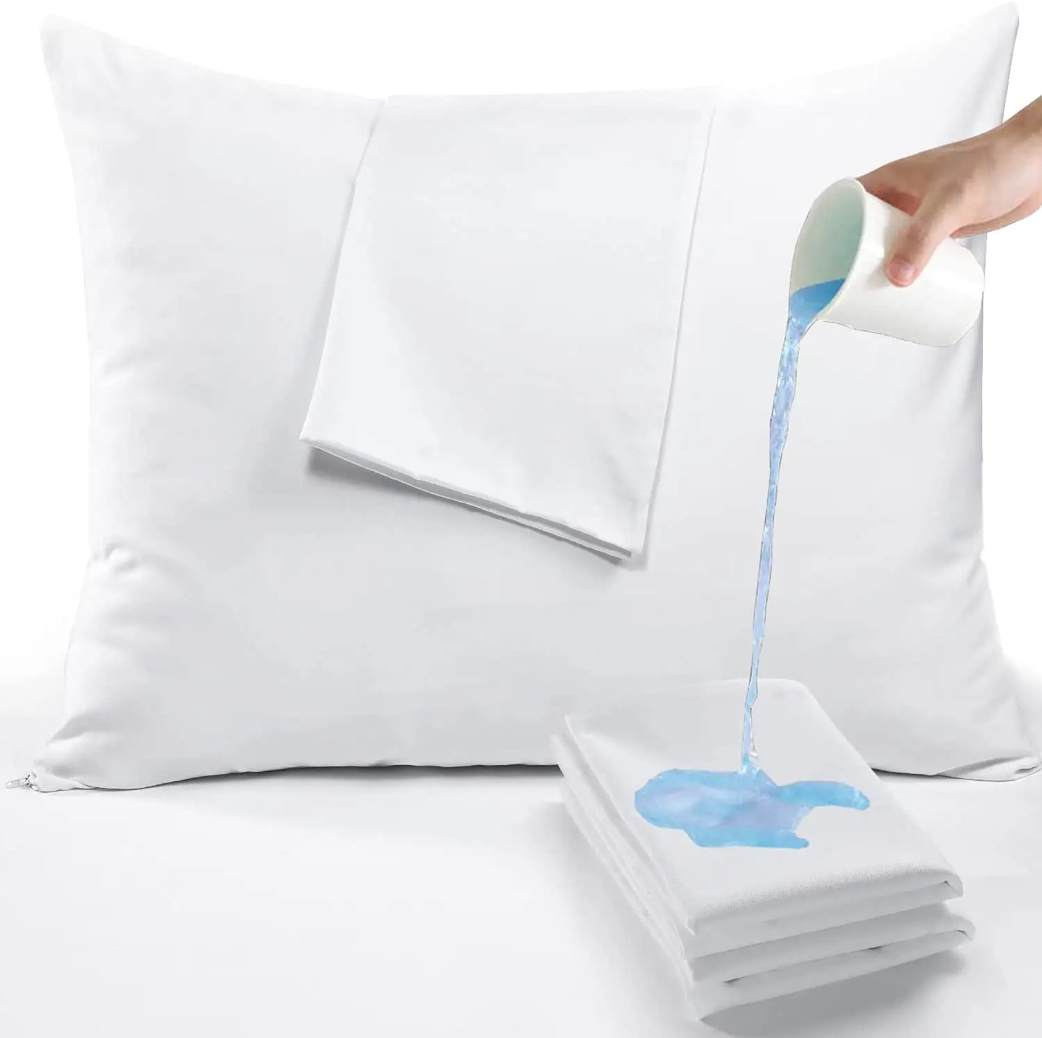 Premium fermuar su geçirmez yastık kılıfı beyaz yumuşak otel yatak kılıfı koruyucu Terry yastık kılıfı iç kapakları