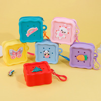 Porte-monnaie en silicone gel DIY motif animal de dessin animé couleur bonbon, mini sac mignon pour enfants, organisateur de monnaie pour écouteurs/câbles USB