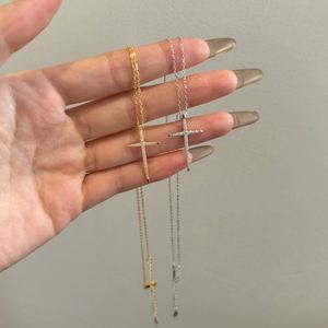 Dylam Dainty Women Jewelry Sterling Silver 5A Cubic Zircon Zirconia Religious Christian <b>Cross</b> Pendant Necklace for Lady Girls - Product Image 2