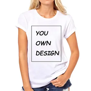 사용자 정의 로고 폴리 에스터 T 셔츠 인쇄 빈 티셔츠 도매 일반 여성 티셔츠
