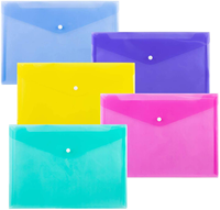 Enveloppes en plastique poly Sacs de fichiers transparents A4 Dossiers de documents Organisateurs de documents avec bouton pression