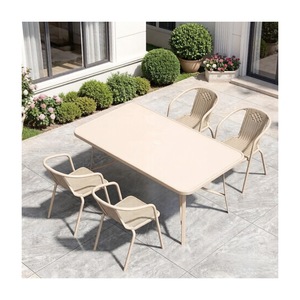 Ensemble de <span class=keywords><strong>table</strong></span> et chaises en métal d'extérieur avec parasol, 4 chaises, plateau en verre, mobilier de jardin, bistrot, salle à manger, <span class=keywords><strong>balcon</strong></span> - Product Image 4