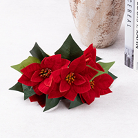 Fleurs artificielles de poinsettia en soie pour le Nouvel An, décorations de maison, paniers floraux pour l'inauguration, fleurs ornementales artificielles pour la mise en scène, Chine