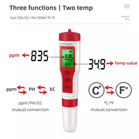 Moniteur de qualité de l'eau numérique Testeur 4 en 1 EC TDS PH TEMP Mètre avec rétroéclairage pour piscines Eau potable