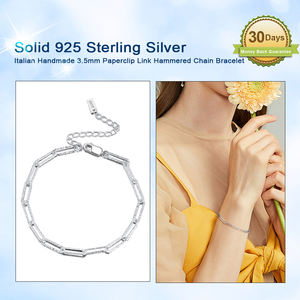 Vòng tay dây xích kiểu kẹp giấy 3.5mm, bạc Ý 925 nguyên chất, thủ công, mã RINNTIN SB120 - Product Image 3