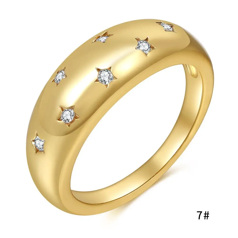 Bague motif étoile, plaqué or 18k, pour hommes et femmes, bague géométrique de déclaration