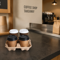 Support de transport pour 2 et 4 gobelets pour les cafés, restaurants et services de livraison de boissons à emporter