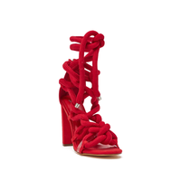 Sandales à lacets pour femmes avec talon épais et lanières en corde, logo personnalisé, chaussures d'été pour femmes