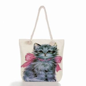 Customized Fashion Women Cotton Rope Handle Canvas <b>Beach</b> <b>Tote</b> Gift Bag for Shopping - Product Image 2