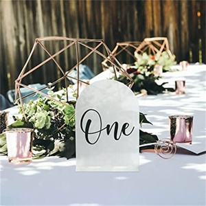 Arche de luxe en acrylique transparent, panneau de Table en acrylique givré, panneau en acrylique givré, bricolage, numéro de Table de mariage avec <span class=keywords><strong>Base</strong></span> givrée - Product Image 4