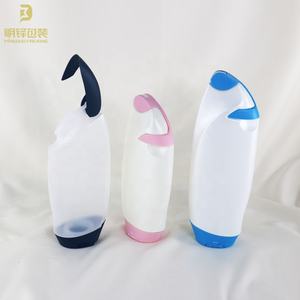 Flacons cosmétiques ovales en plastique à pression, pour gel douche, gommage corporel, soin <span class=keywords><strong>de</strong></span> la peau, couleur naturelle <span class=keywords><strong>rose</strong></span> blanc, avec bouton-poussoir - Product Image 1