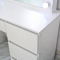 Coiffeuse avec 4 tiroirs surdimensionnés, miroir de vanité et miroir de bureau, ensemble table console et miroir