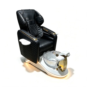 Pedicure Chair Luxury White Gold Pedicure Spa Chair With Glass Foot <b>Basin</b> Electric Reclining Massage Pedicure Station - Product Image 6