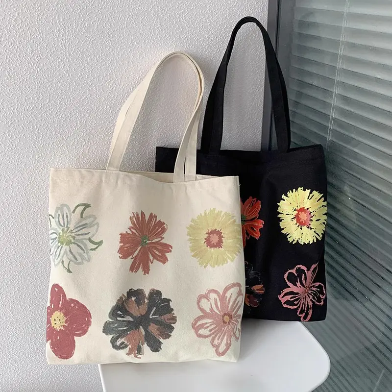 Flor impressão lona sacola algodão Novo estilo personalizar Canvas Lady bag