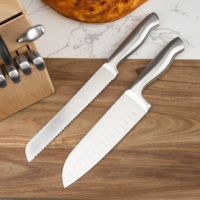 Ensemble de couteaux de cuisine professionnels en acier inoxydable de 14 pièces avec porte-bloc en bois de haute qualité pour la coupe