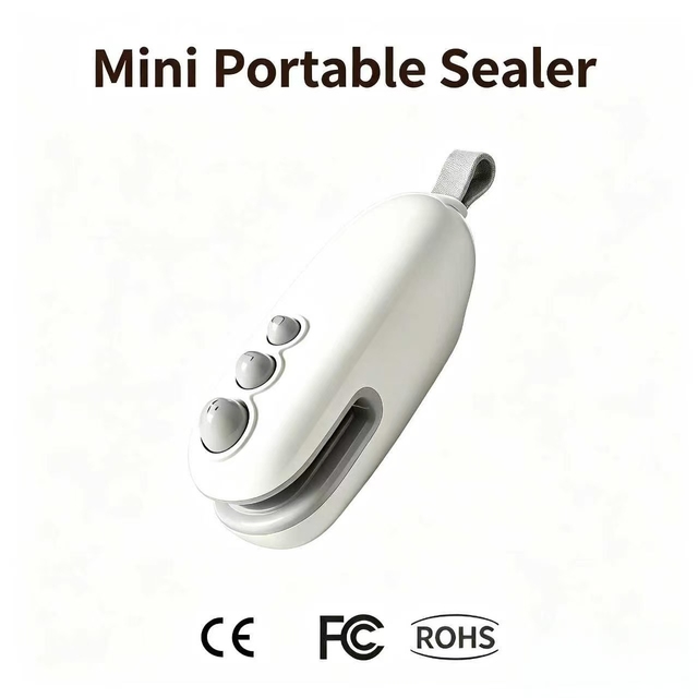 Portable Mini Heat Sealer Hand Press Plastic Bag Sealing Device Hanging Rope Design for Food Snack Bags Kitchen Household Use