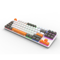 Keyboard Mekanikal kabel 87 kunci, dengan lampu latar LED untuk Gaming PC & Laptop