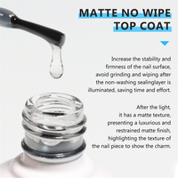 Vente en gros de gel de finition mat professionnel transparent de haute qualité, gel UV à retirer par trempage, gel de finition mat pour manucure