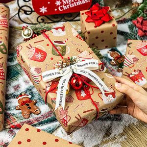 Christmas Wrapping Paper Roll Reversible Kraft Holiday <b>Mugs</b> Design 46.8 Square Feet Gift Craft Packaging - Product Image 4