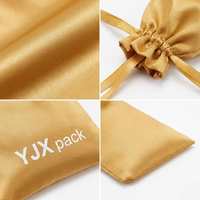Sac de rangement personnalisé en maille biodégradable avec cordon de serrage, en satin de soie de luxe, petit format, doublé, pour perruques, cadeaux, parfums, vêtements, emballage YJX