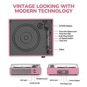 <span class=keywords><strong>Tocadiscos</strong></span> Portátil con Bluetooth a <span class=keywords><strong>Precio</strong></span> <span class=keywords><strong>de</strong></span> Fábrica, Altavoces Integrados, Reproductor <span class=keywords><strong>de</strong></span> <span class=keywords><strong>Vinilo</strong></span> <span class=keywords><strong>de</strong></span> 3 Velocidades, <span class=keywords><strong>Tocadiscos</strong></span> Vintage - Product Image 5